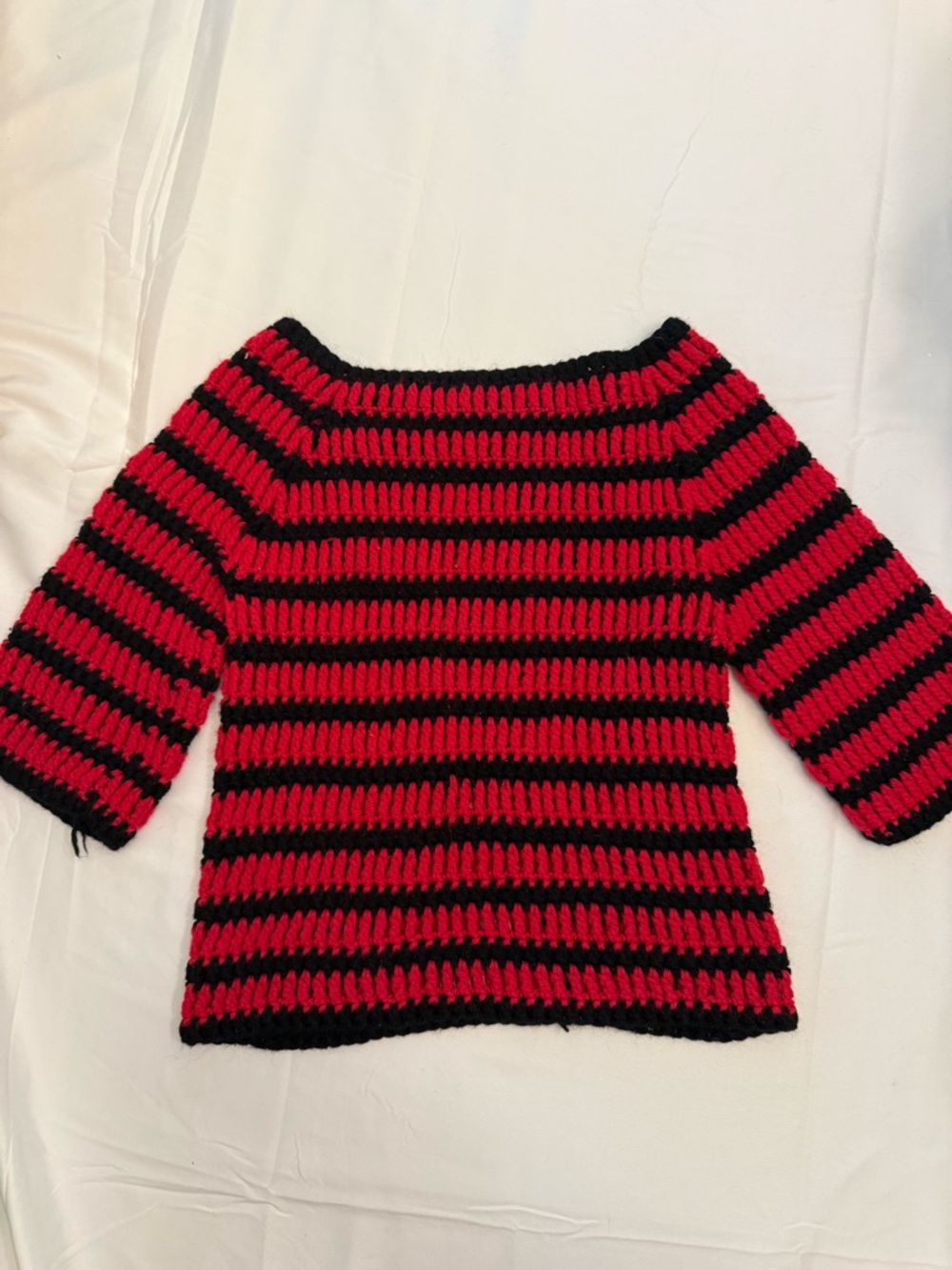 Kids Red & Black Striped Knit Sweater Top